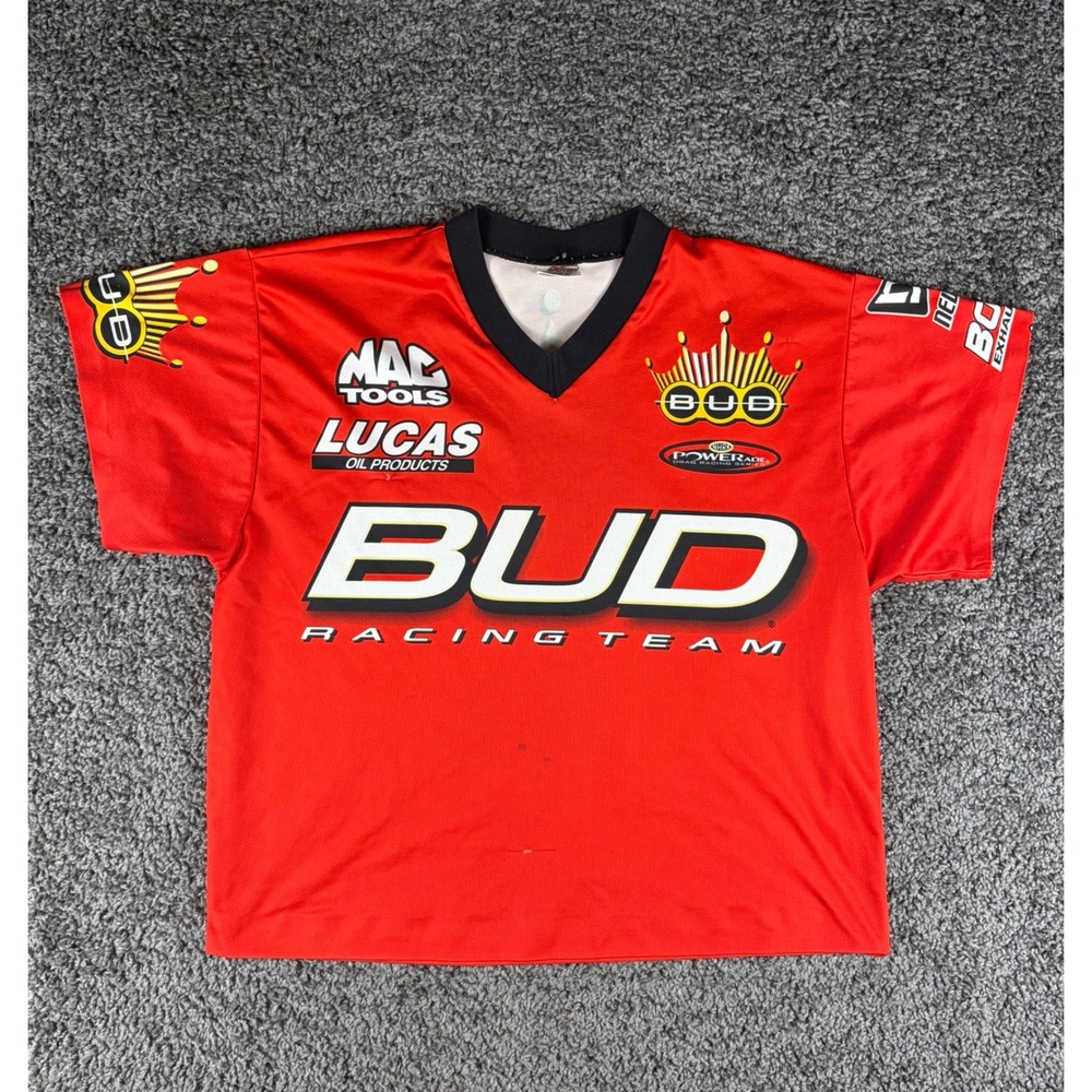 Outer Circle Bud Racing Team Jersey Mens Small Red NHRA Lucas Oil Mac Tools